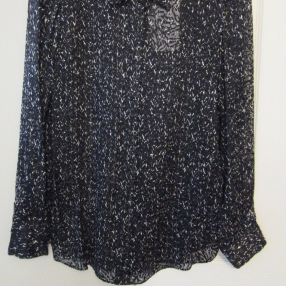 Theory Classic Straight Blouse Black Multi Chevron Burnout New with Tags - Picture 2 of 4